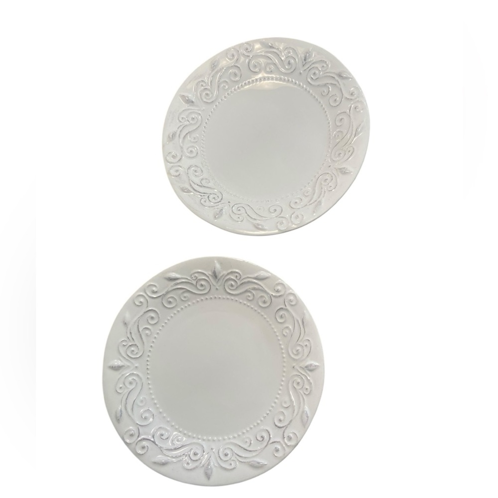White by Sweet Ceramic La Ceramico D'Italia Embossed Make in Italy Dinner Plates